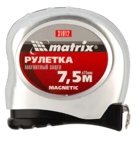 Рулетка Magnetic, 7,5 м х 25 мм, магнитный зацеп// Matrix