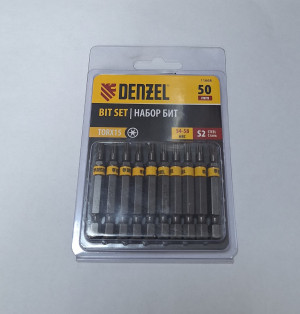 Набор бит TORX 15х50,сталь S2,шестигранный профиль,10шт//Densel