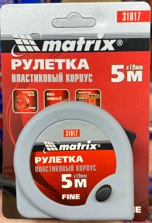 Рулетка Fine 5м х 19мм, пластиковый корпус// Matrix