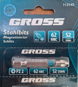 Бита PZ 2х50мм, сталь S2, шестигр. // Gross (10шт)